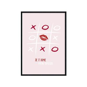 Cuadro decorativo rosa con x y circulos de color