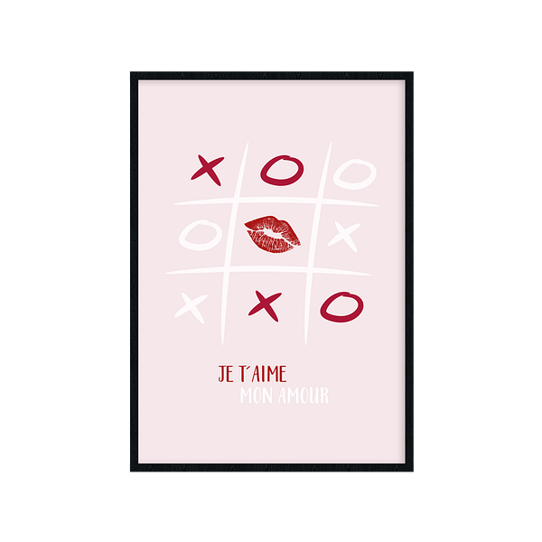 Cuadro decorativo rosa con x y circulos de color